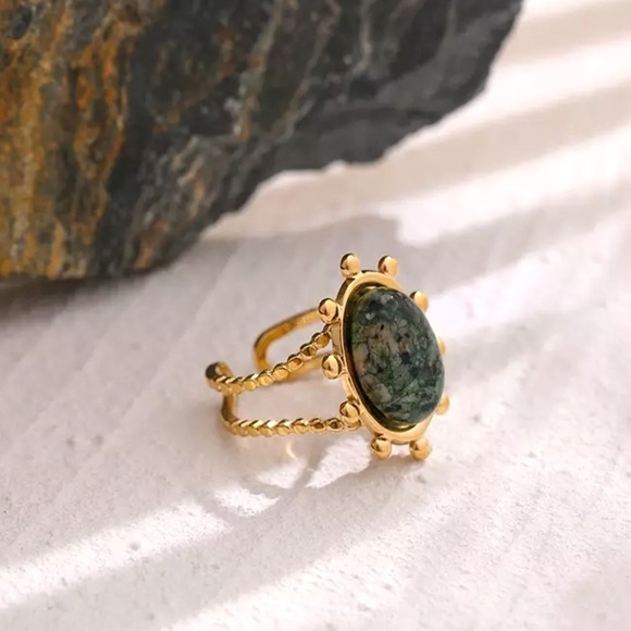 New 18K Gold Natural African Turquoise Ring - Picture 1 of 8